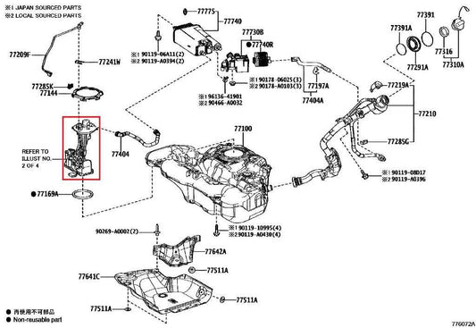 2022-2025 Toyota Corolla LE 2.0L In Tank Fuel Pump Assembly 77020-0A120 OEM - Alshned Auto Parts