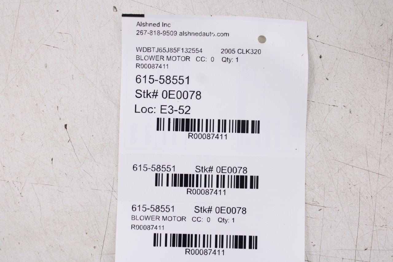 2003-2005 Mercedes-Benz CLK 320 HVAC AC Blower Fan Motor 203-820-25-14-64 OEM - Alshned Auto Parts