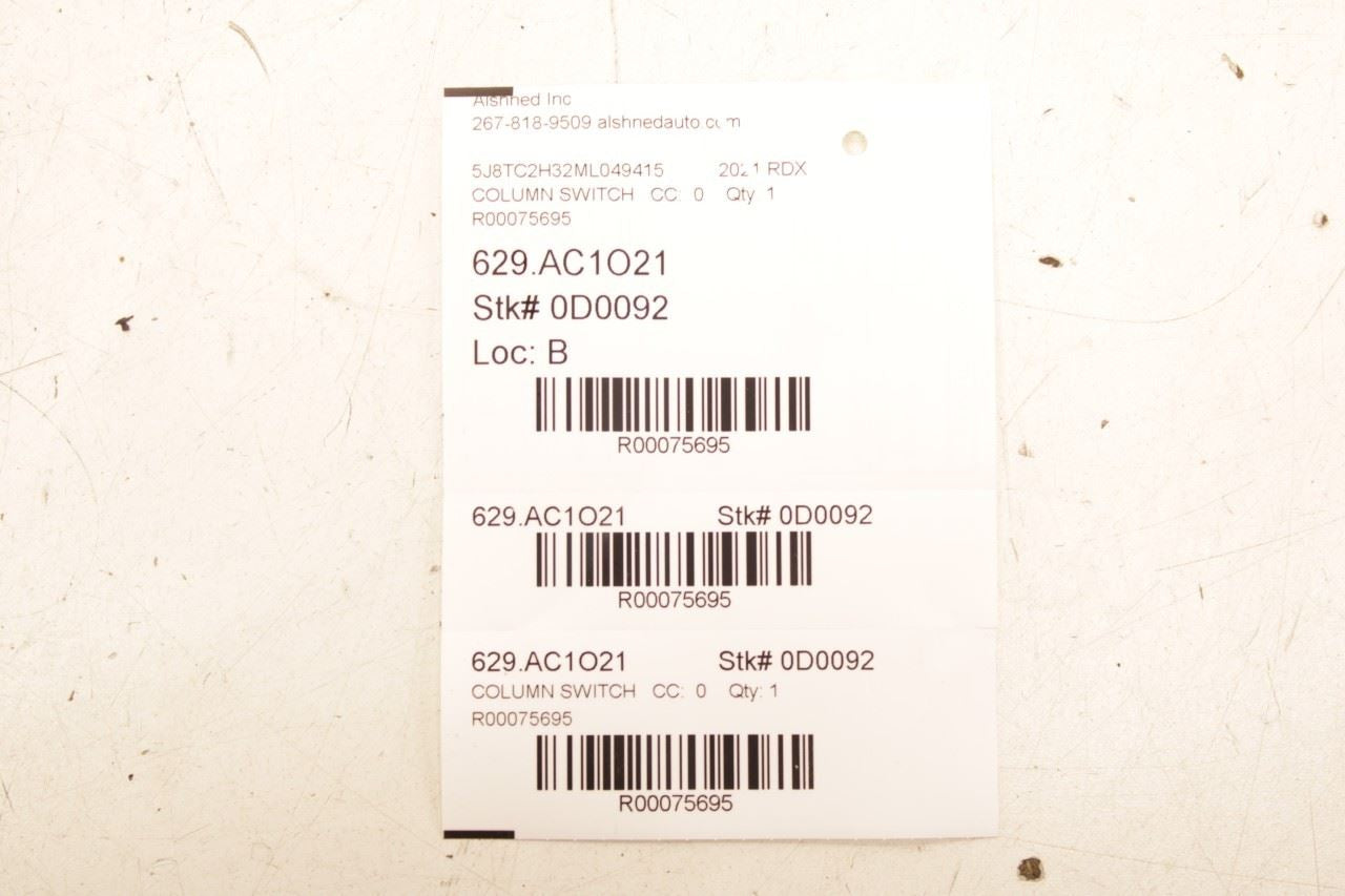 2019-25 Acura RDX SH-AWD 2.0L AWD Steering Column Light Turn Signal Wiper Switch - Alshned Auto Parts