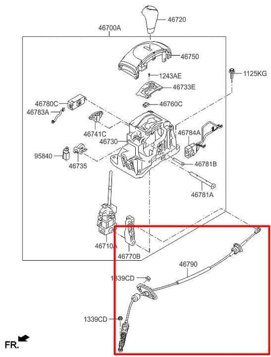 2015-17 Hyundai Veloster Turbo Auto Transmission Gear Shift Lever Control Cable - Alshned Auto Parts