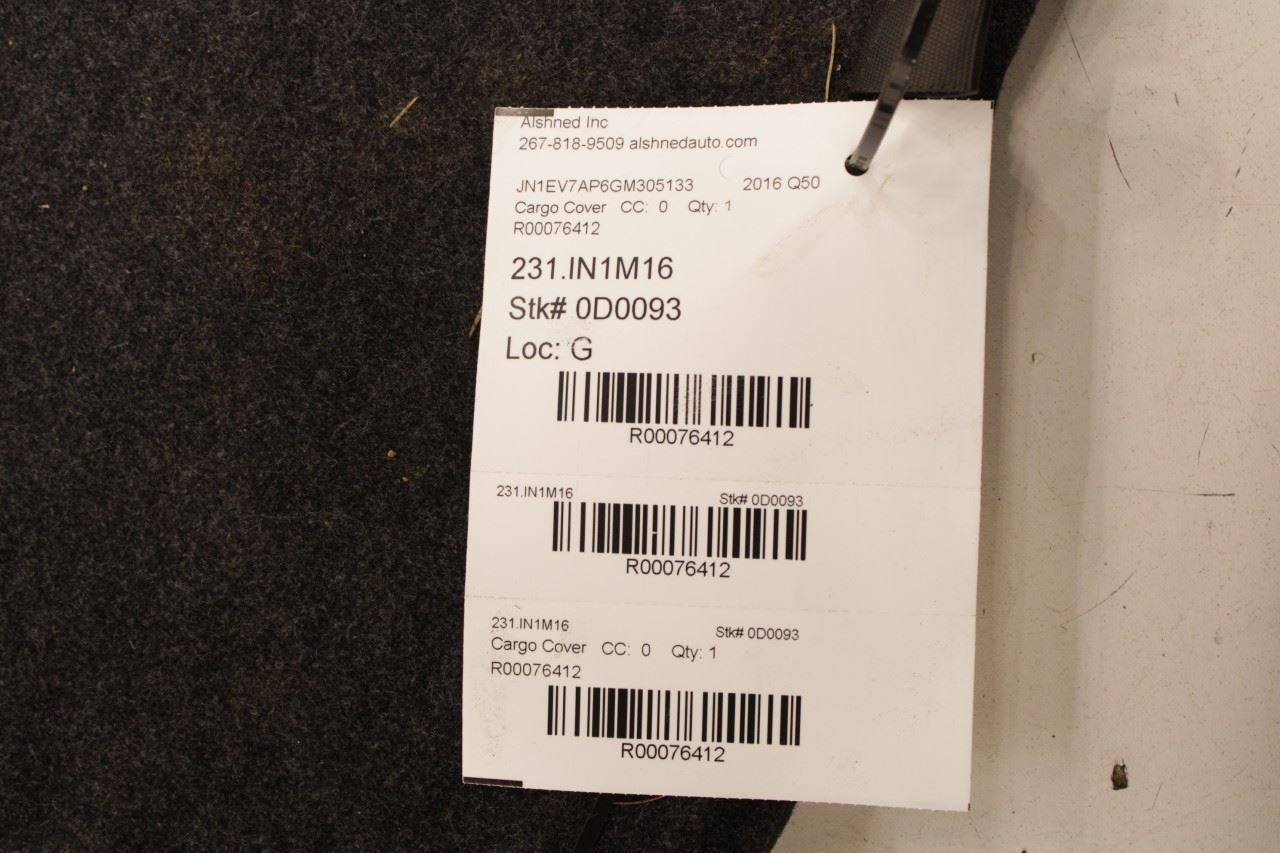 2014-20 Infiniti Q50 Premium Rear Trunk Floor Carpet Cargo Cover 84902-4GA3A OEM - Alshned Auto Parts