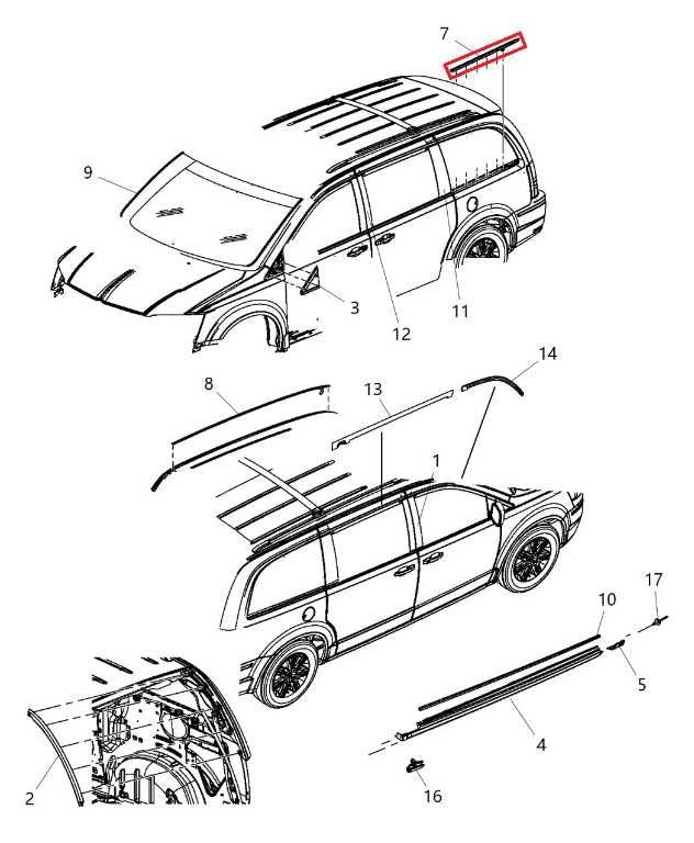 08-20 Dodge Grand Caravan SXT Rear RH and LH Quarter Panel Exterior Molding Set1