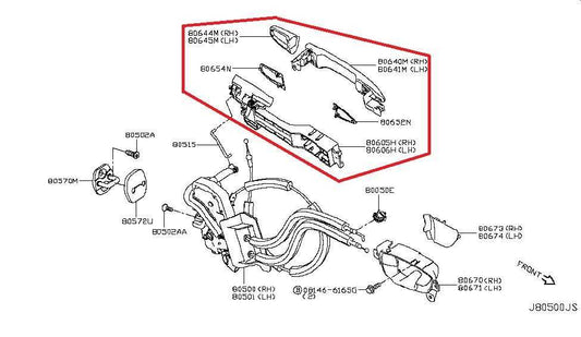 15-24 Infiniti Q50 Premium Front Right Side Door Exterior Handle 80640-4GA9A OEM - Alshned Auto Parts
