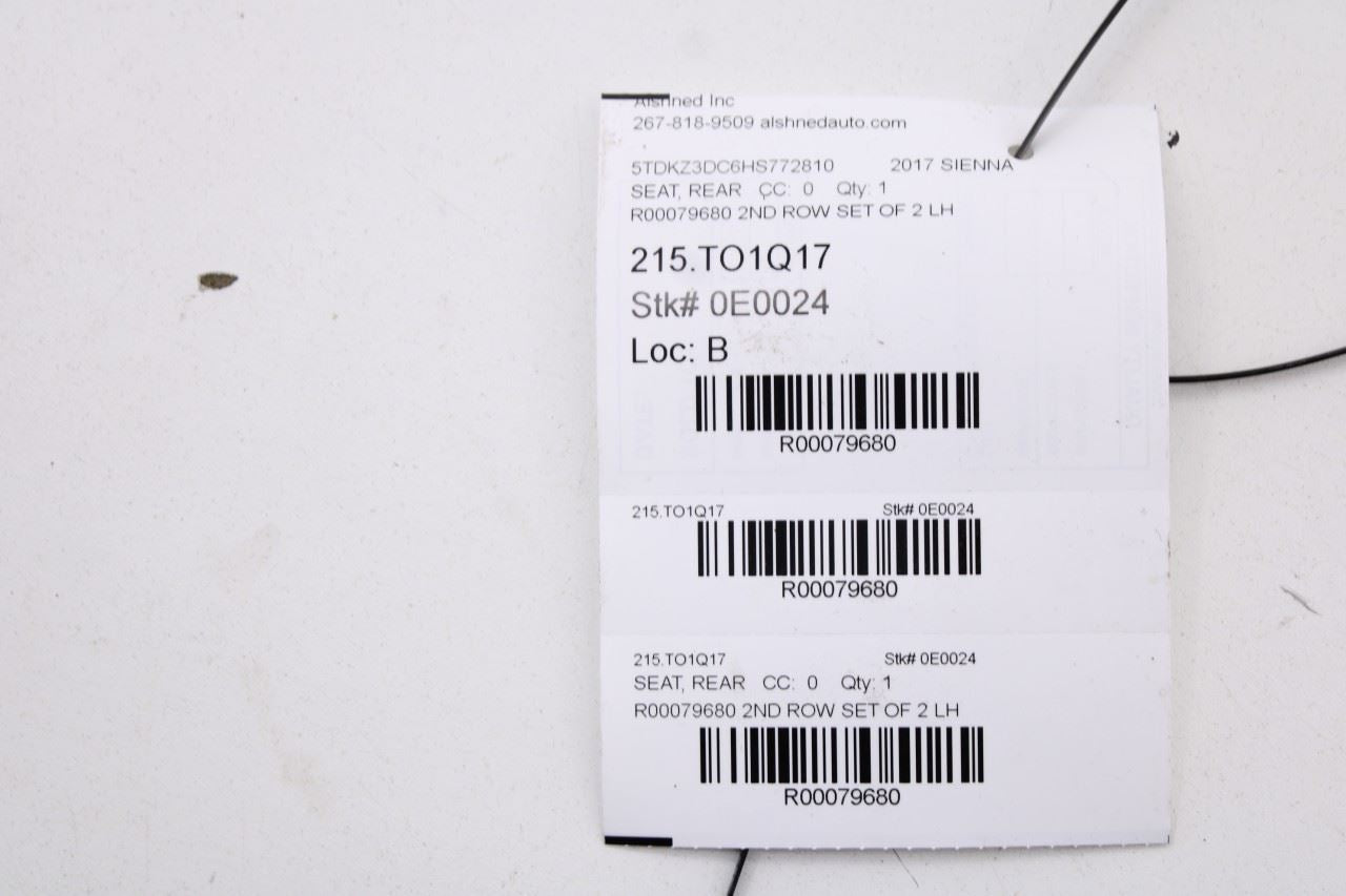 2014-18 Toyota Sienna LE 3.5L FWD Rear Driver Left Side 2nd Row Seat Armrest Set - Alshned Auto Parts