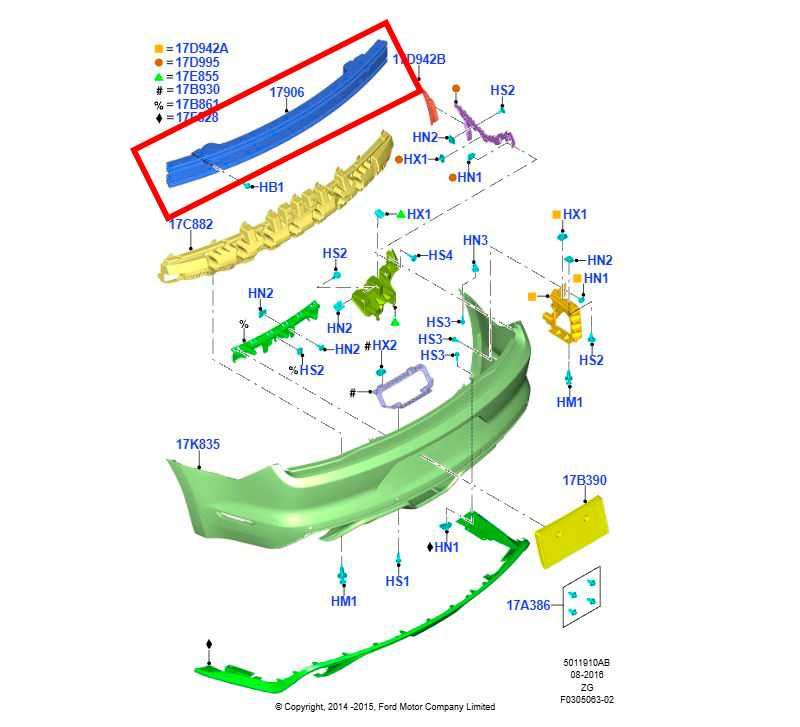 2015-2026 Ford Mustang Conv V6 Rear Bumper Reinforcement Impact Bar FR3Z-17906-A1