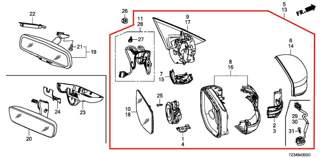 15-18 Acura TLX Tech 3.5L Passenger Right Side Rear View Mirror 76200-TZ3-A02ZA - Alshned Auto Parts