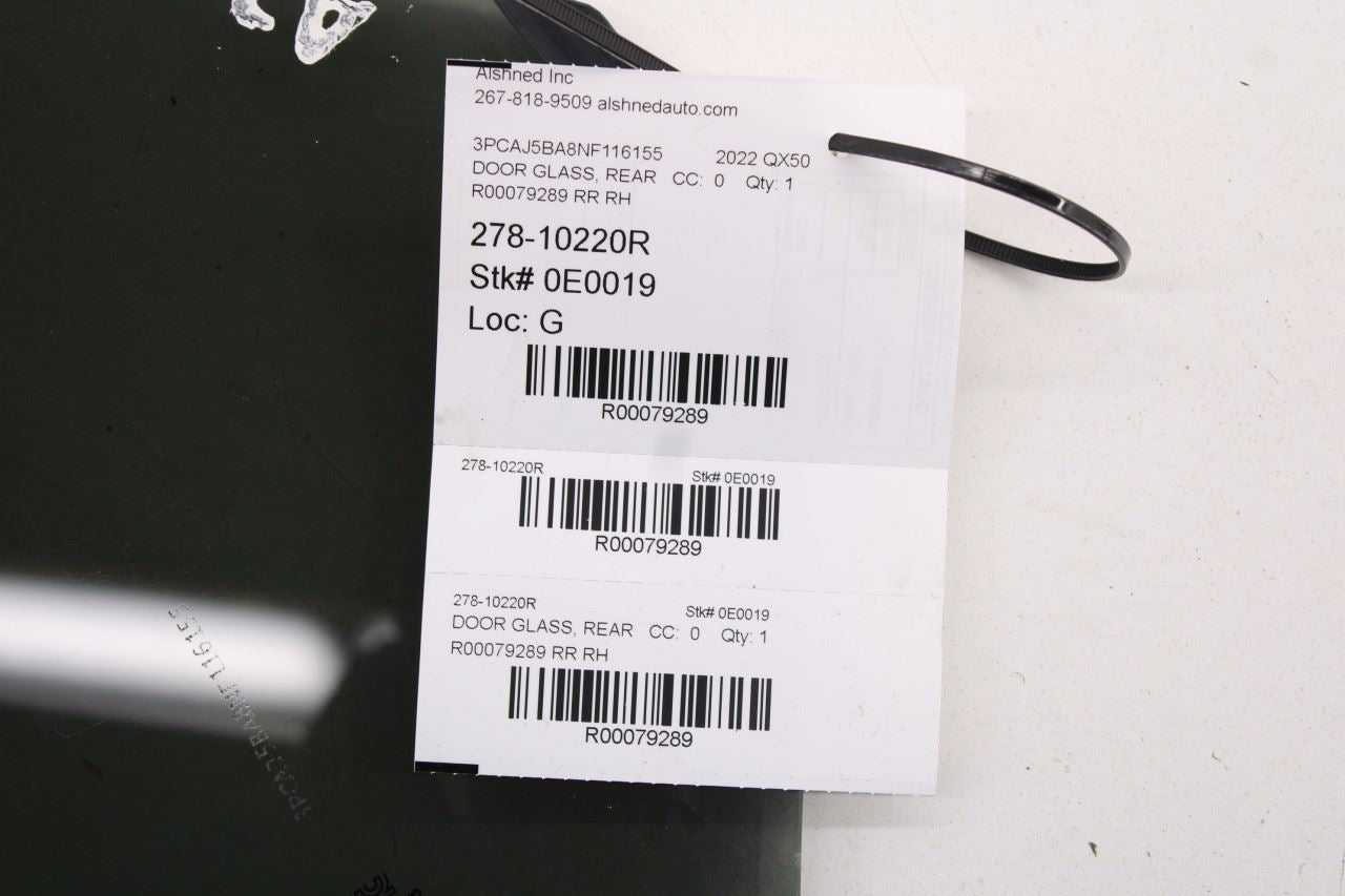 2019-2025 Infiniti QX50 LUXE Rear Right Side Door Window Glass 82300-5NA2A OEM - Alshned Auto Parts