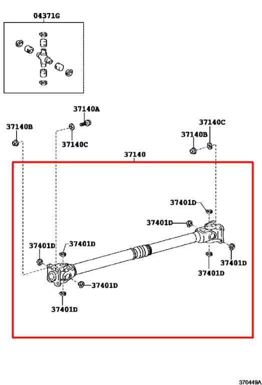 2015-23 Toyota Tacoma SR5 4WD Double Cab Front Drive Propeller Shaft 37140-040721