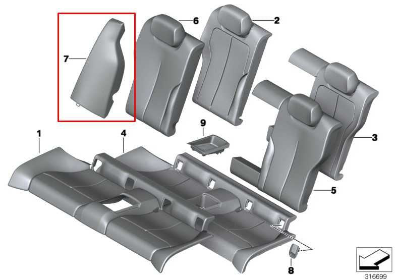 2017-20 BMW 430i xDrive 2.0L Rear Driver Left Side 2nd Row Seat Bolster Cushion1