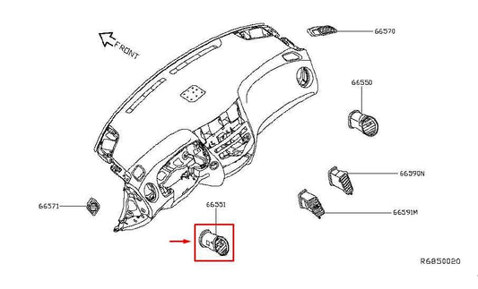 2014-20 Infiniti QX60 Pure Fron Left Side Dash Outer Air Vent Grille 68761-3JA0B - Alshned Auto Parts