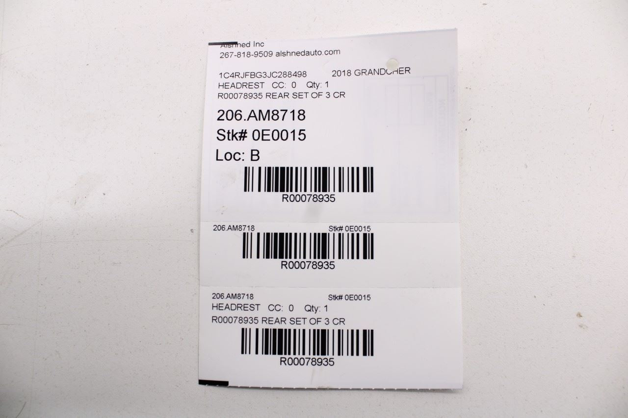 2014-21 Jeep Grand Cherokee Rear RH LH and Center 2nd Row Seat Headrest Set of 3 - Alshned Auto Parts