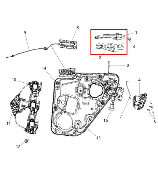 2011-21 Jeep Grand Cherokee Limited 3.6L 4WD Rear Left Side Door Exterior Handle - Alshned Auto Parts