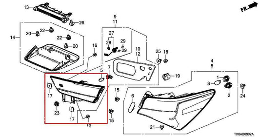2019-22 Acura ILX Technology A-Spec Rear Left Driver Side Inner Tail Light Lamp - Alshned Auto Parts