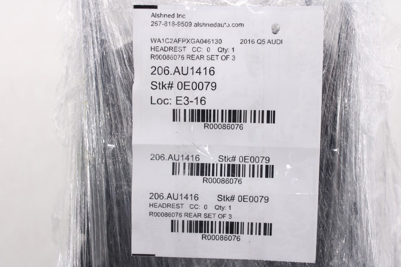 13-17 Audi Q5 Premium Rear Right Left Side and Center 2nd Row Seat Headrest Set23