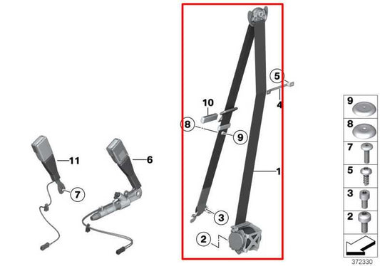 2011-17 BMW X3 xDrive28i 2.0L AWD Front Passenger Right Side Seat Belt Retractor - Alshned Auto Parts