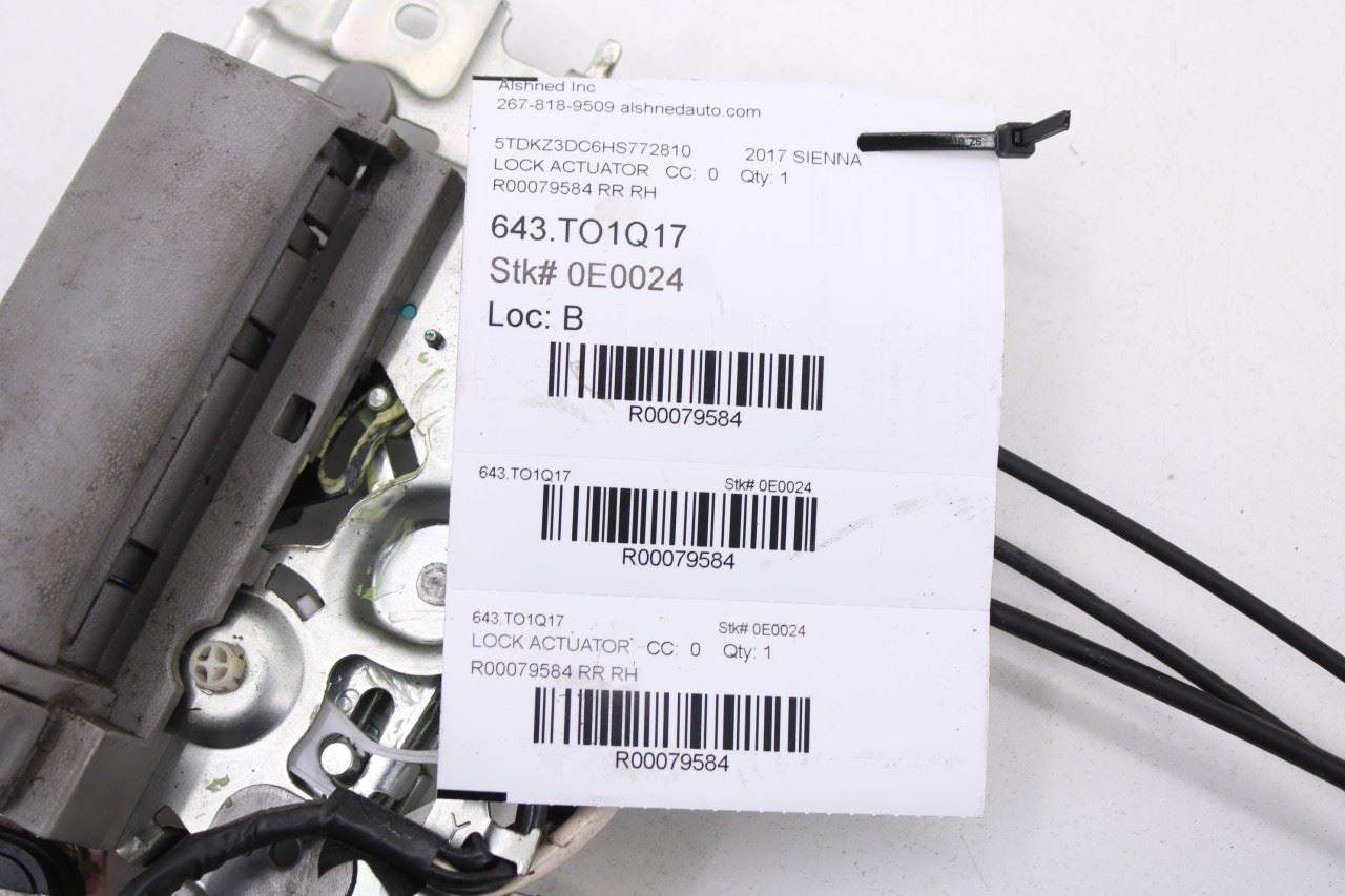 2014-18 Toyota Sienna Rear RH Sliding Door Inside Handle Lock Latch Actuator Set - Alshned Auto Parts