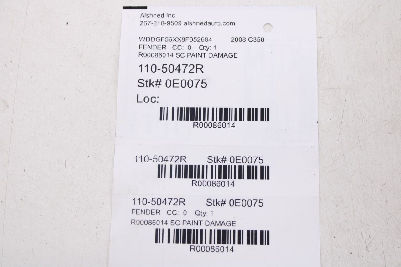 2008-2015 Mercedes-Benz C350 Sport Front Right Side Fender Panel 2048801418 OEM - Alshned Auto Parts