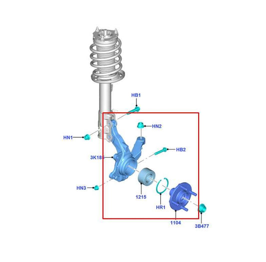 2018-22 Ford Ecosport SE Front Left Driver Side Spindle Knuckle Hub CN1Z-3K186-G - Alshned Auto Parts