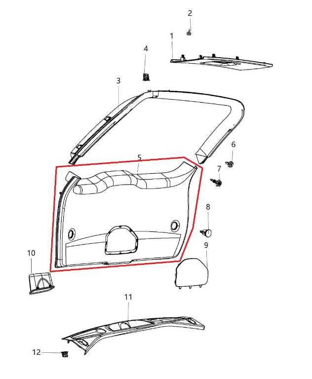 11-26 Dodge Durango SXT Rear Interior Liftgate Lower Trim Cover Panel 5LE61DX9AD1