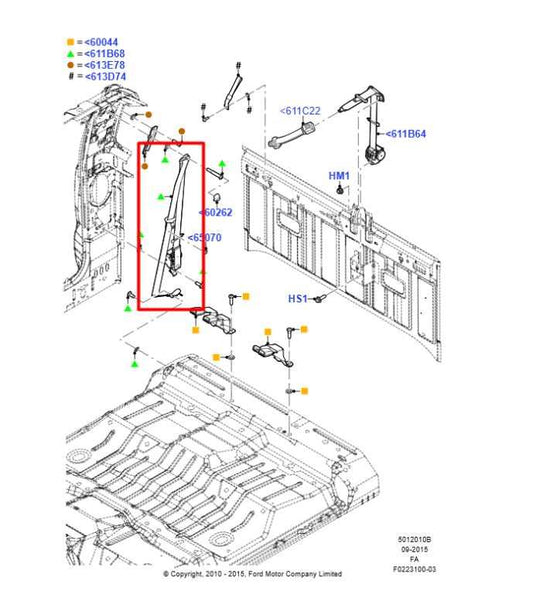 11-16 Ford F250 Lariat Crew Cab 6.2L Rear Right Side 2nd Row Seat Belt Retractor - Alshned Auto Parts