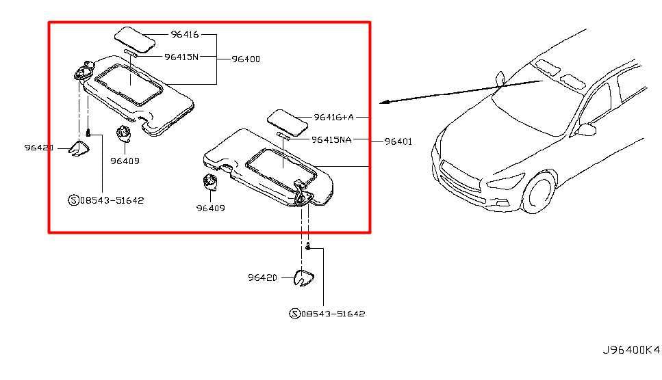 14-24 Infiniti Q50 Premium Front RH LH Side Sun Visor Set w/ Illuminated Mirror - Alshned Auto Parts