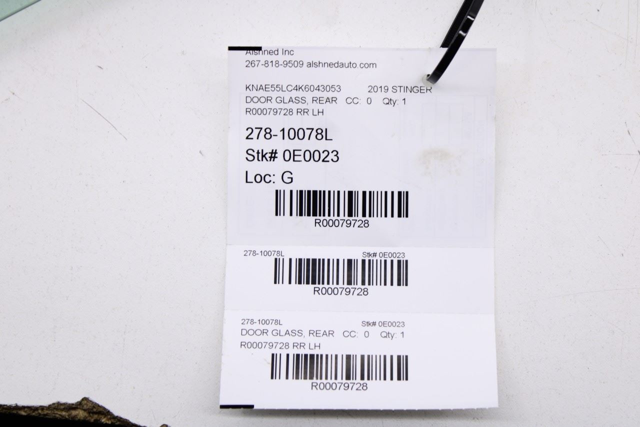 2018-2023 Kia Stinger GT2 AWD Rear Left Driver Side Door Window Glass 83410J5010 - Alshned Auto Parts