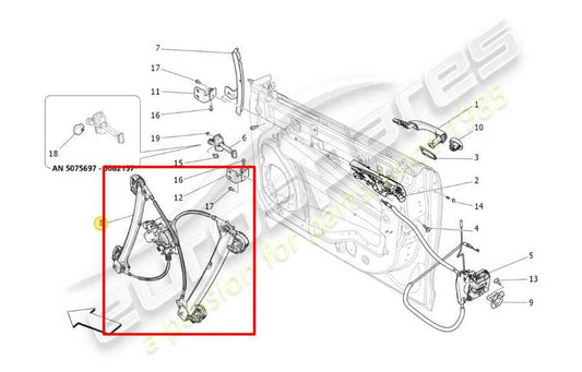 14-17 Maserati Ghibli S Q4 Front Left Side Door Power Window Regulator w/ Motor - Alshned Auto Parts