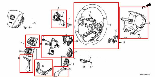 2018-26 Honda Odyssey Touring 3.5L FWD Steering Wheel Leather w/ Control Buttons - Alshned Auto Parts
