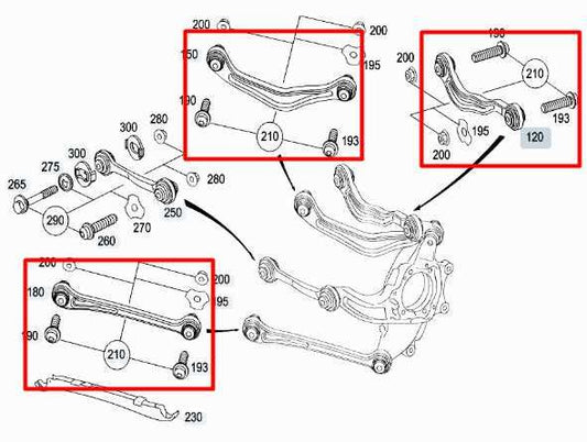 07-17 Mercedes-Benz S550 Rear LH Suspension Control Arm Set 221-350-04-06 *ReaD* - Alshned Auto Parts