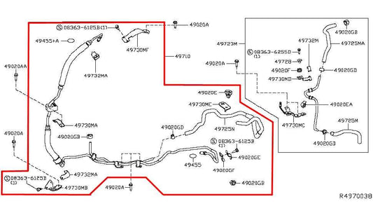 17-19 Infiniti QX60 3.5L Power Steering Pump Pressure Hose Tube Pipe 49710-3KA0C - Alshned Auto Parts