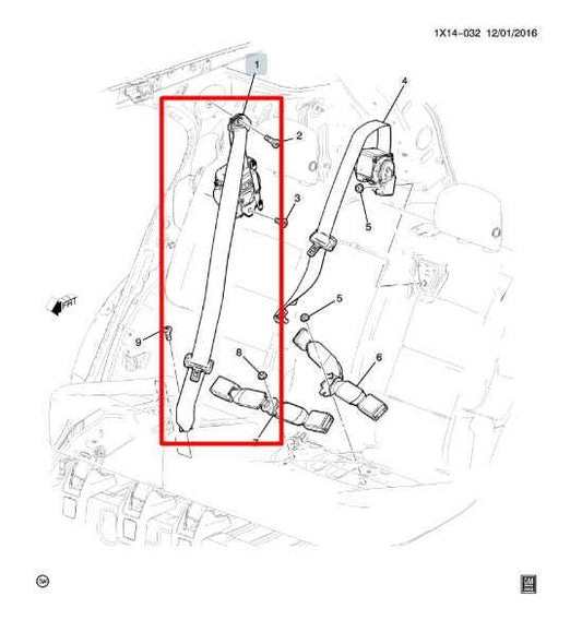 18-20 Chevrolet Equinox LT Rear LH Side 2nd Row Seat Belt Retractor 19367610 OEM - Alshned Auto Parts