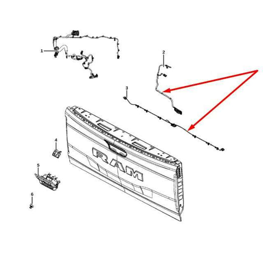 2019-2021 RAM 1500 Big Horn New Body Tailgate Lock and Rear Camera Wire Harness - Alshned Auto Parts