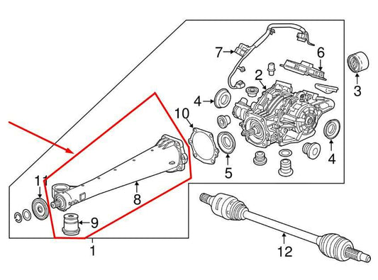 17-23 GMC Acadia SLT-1 3.6L AWD Rear Differential Driveline Torque Tube 84703734 - Alshned Auto Parts