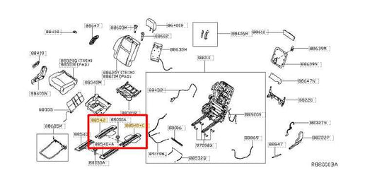 2014-20 Infiniti QX60 Rear RH 2nd Row Seat Rail Track Cover Trim Set 88547-3JA2A - Alshned Auto Parts