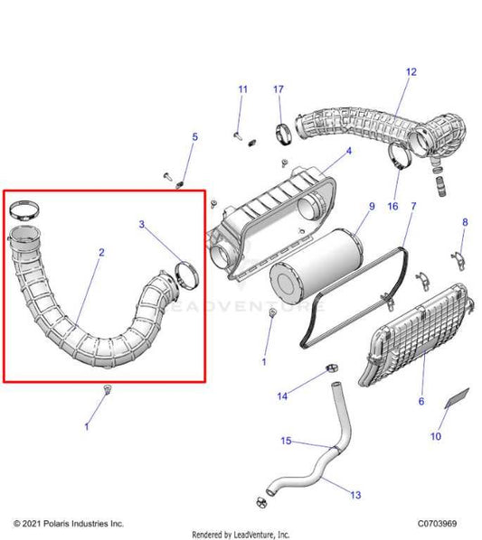 2024-2026 Polaris RZR XP 1000 Ultimate Air Intake Box Hose Tube 1244610 OEM - Alshned Auto Parts
