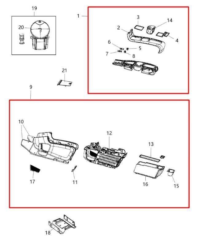 2011-20 Dodge Grand Caravan GT Center Console Base w/ Storage Box and Cup Holder1