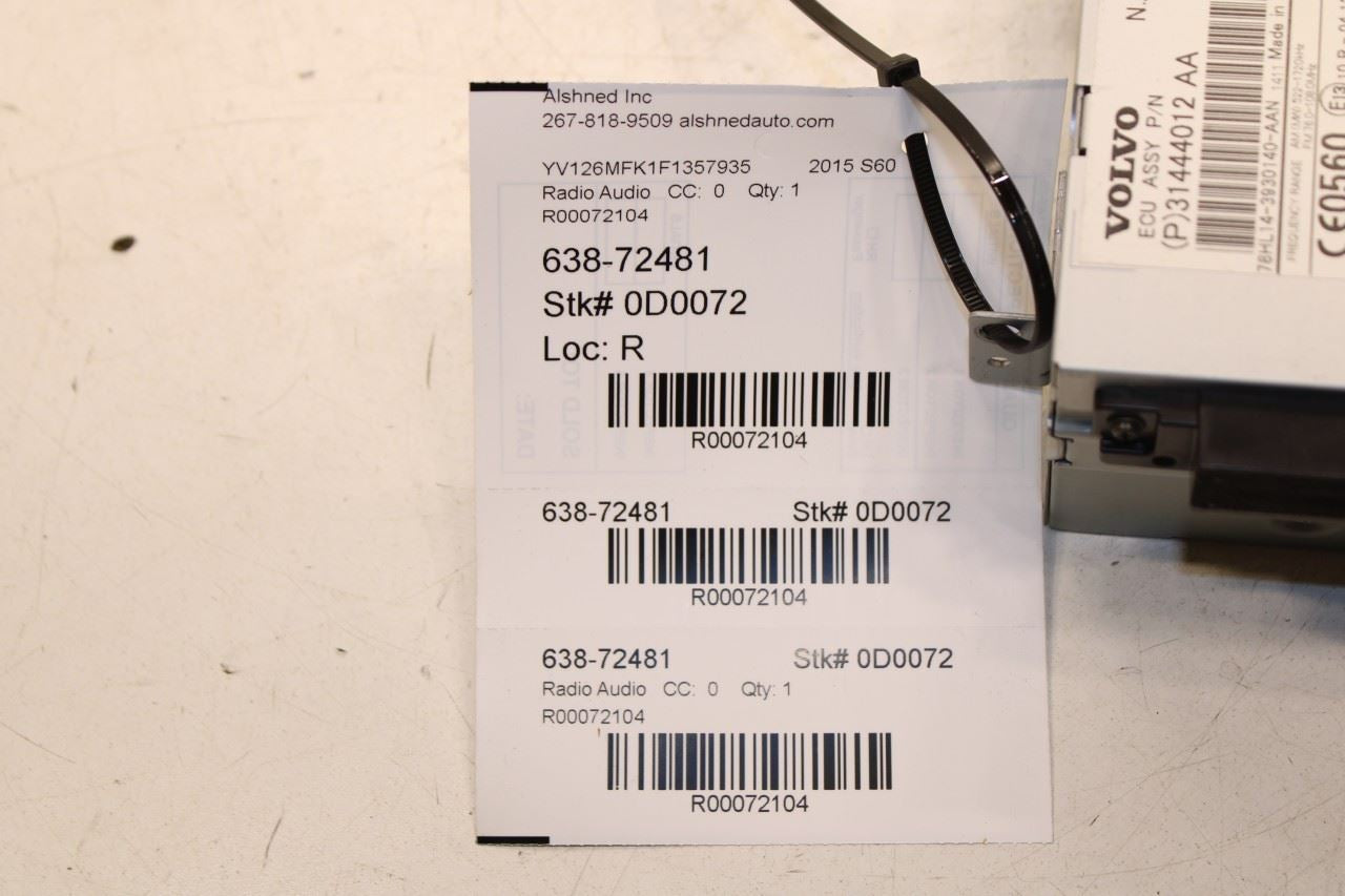 2015-2016 Volvo S60 T5 Premier Navigation Audio Radio Receiver 31444012 OEM12