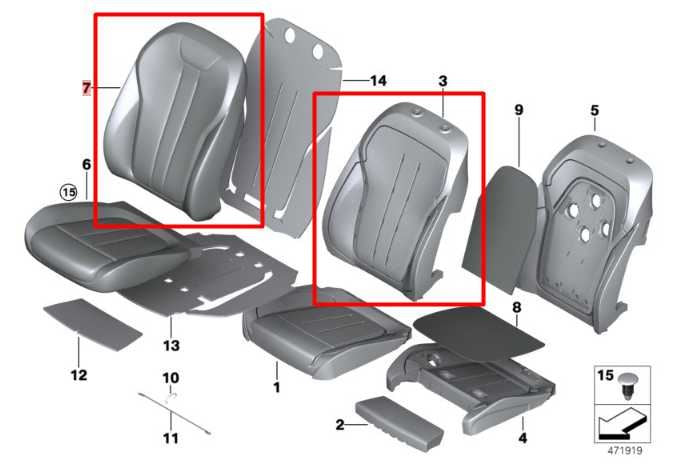 2014-18 BMW X5 xDrive35i Front RH Seat Backrest Upper Cushion w/ Headrest *ReaD* - Alshned Auto Parts