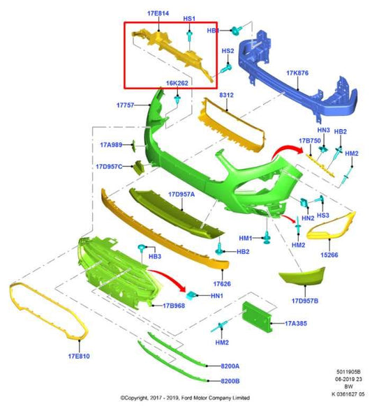 2018-22 Ford EcoSport SE 1.0L Front Bumper Reinforcement Center Support Bracket - Alshned Auto Parts