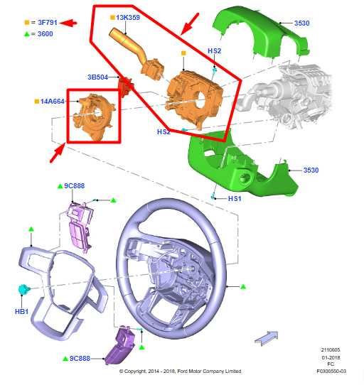 15-20 Ford F150 XL Steering Column Turn Signal Wiper Switch FL3T-13K359-ADW OEM - Alshned Auto Parts