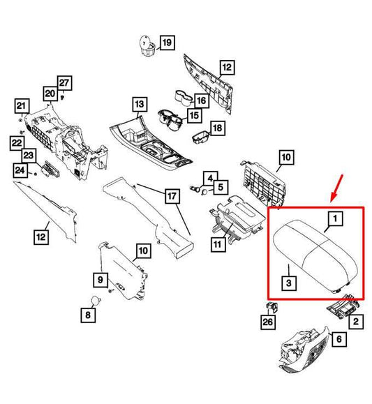 2014-18 Jeep Grand Cherokee Console Armrest Storage Lid Cover 5PT13DX9AB *ReaD* - Alshned Auto Parts