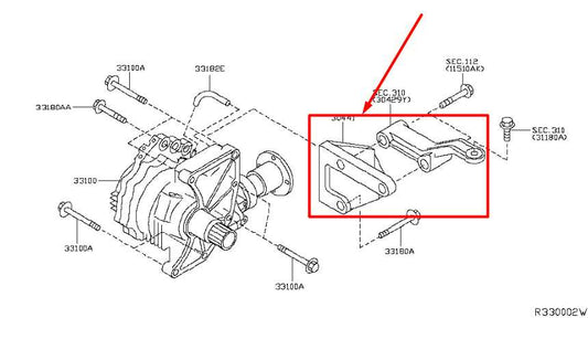 2015-2019 Nissan Murano Platinum 3.5L AWD Transfer Case Mount Support Bracket - Alshned Auto Parts