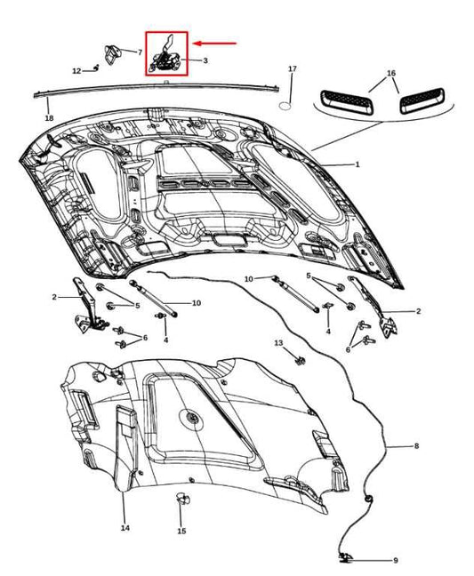 2013-2024 RAM 1500 Classic Crew Cab Front Hood Lock Latch Actuator 68159725AA - Alshned Auto Parts