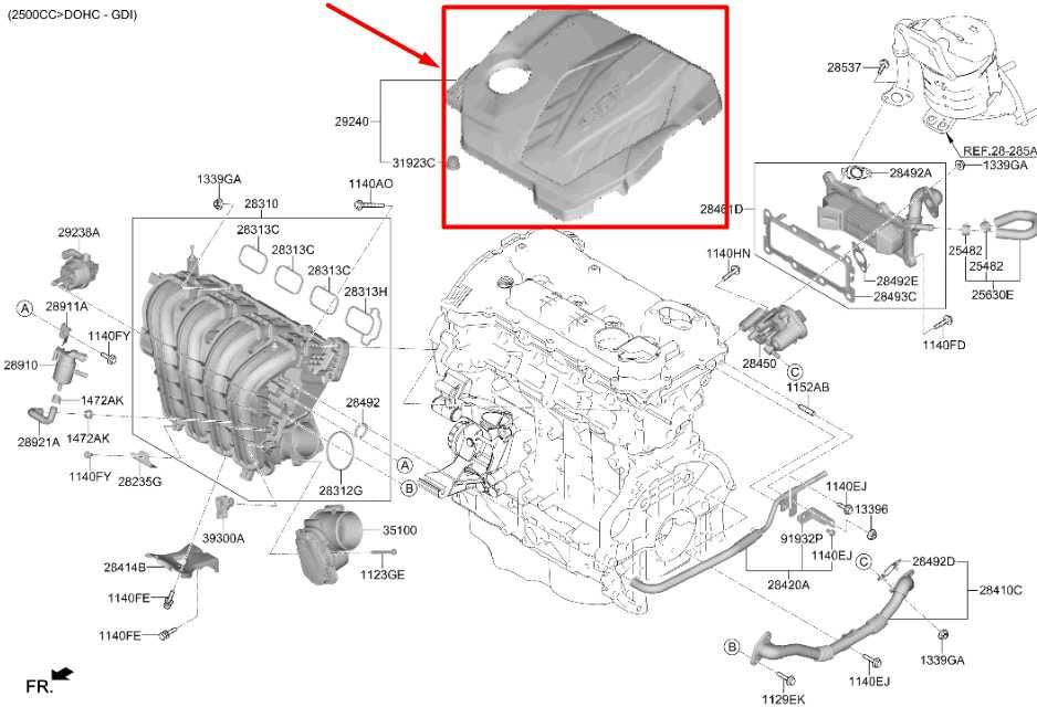 2021-2023 Hyundai Santa Fe 2.5L Engine Appearance Motor Cover 29242-2S050 OEM1