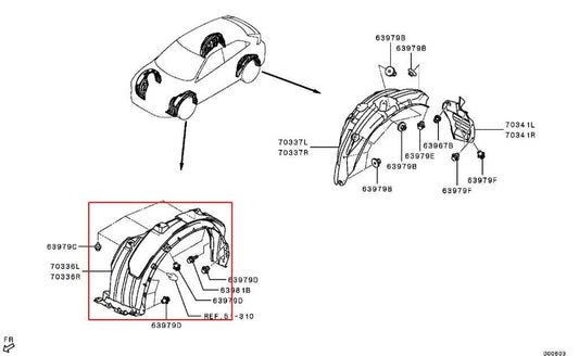 2018-2025 Mitsubishi Eclipse Cross ES Front Left Wheelhouse Liner Splash Shield - Alshned Auto Parts