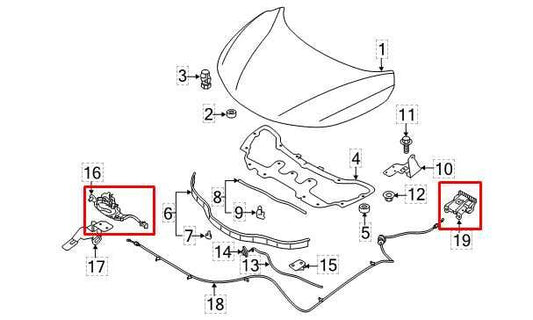 17-22 Nissan Rogue Sport SL AWD Front Hood Lock Latch Actuator w/ Release Handle - Alshned Auto Parts