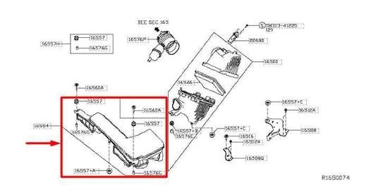 2016-2020 Infiniti QX60 3.5L Air Cleaner Intake Inlet Duct Tube 16554-6KA0A OEM - Alshned Auto Parts