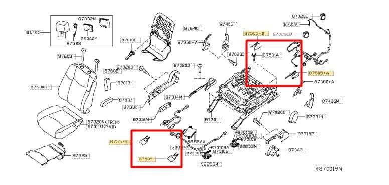 14-20 Infiniti QX60 Front RH Seat Track Frame End Cap Cover Set 87508-3JA0A OEM - Alshned Auto Parts