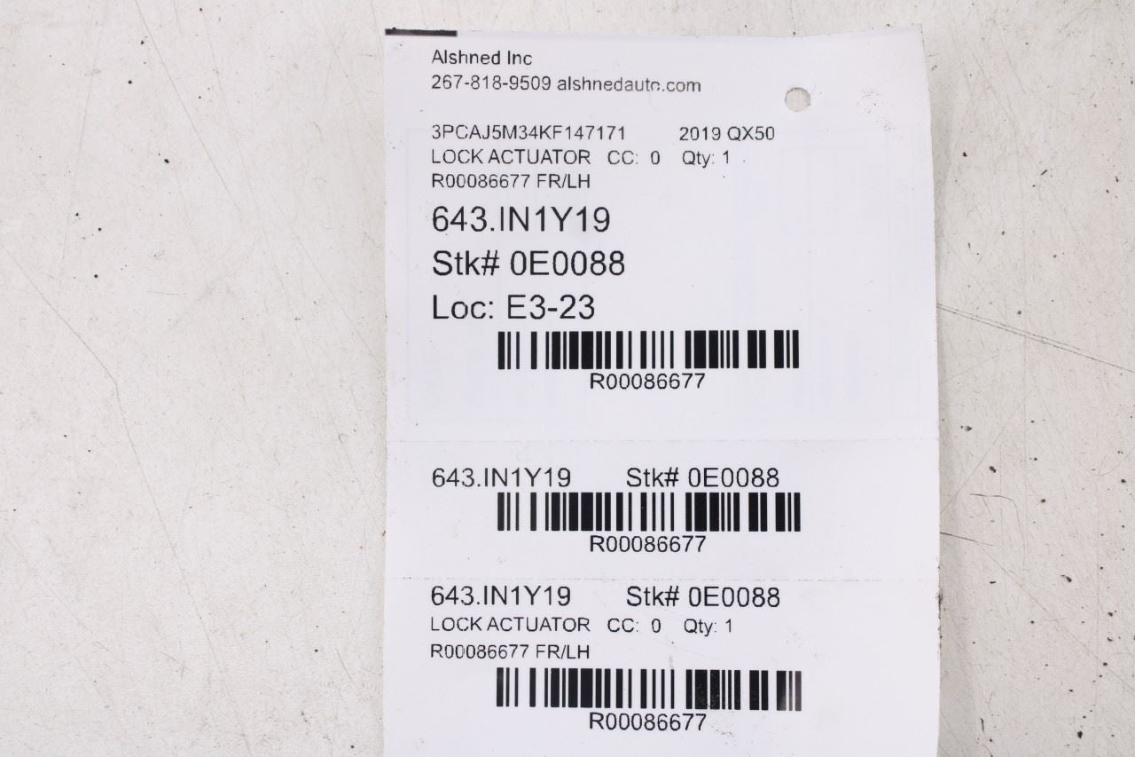 2019-25 Infiniti QX50 ESSENTIAL Front Left Driver Side Door Lock Latch Actuator - Alshned Auto Parts