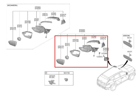 22-23 Hyundai Tucson SEL 2.5L Passenger Right Side Rear View Mirror 87620-CW030 - Alshned Auto Parts